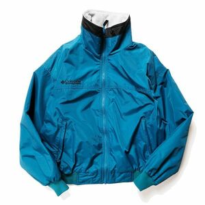 90's コロンビア フリースライニング ナイロンジャケット (WOMENS M) ターコイズ×黒 シェル 80年代 旧タグ オールド アウトドア