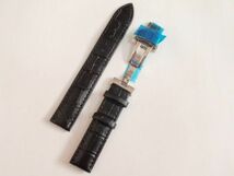 送料無料 腕時計 交換用ベルト クロコダイル型押し 牛本皮バンド 黒 19mm_画像1