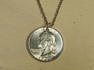  America Washington large ..25 cent coin pendant top silver 90%