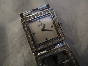 □ D &amp; G Time Dolce &amp; Gabbana Dolce &amp; Gabbana Bangle Watch Silver Stone QZ Quartz Logo Watch □