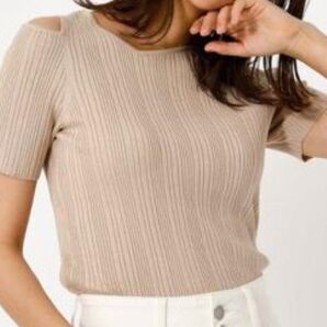 OPEN SHOULDER ASYMMETRY TOPS リブニット アズールバイマウジー レディースMサイズ