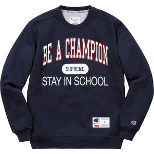 即決 supreme champion Stay In School Crewneck navy L