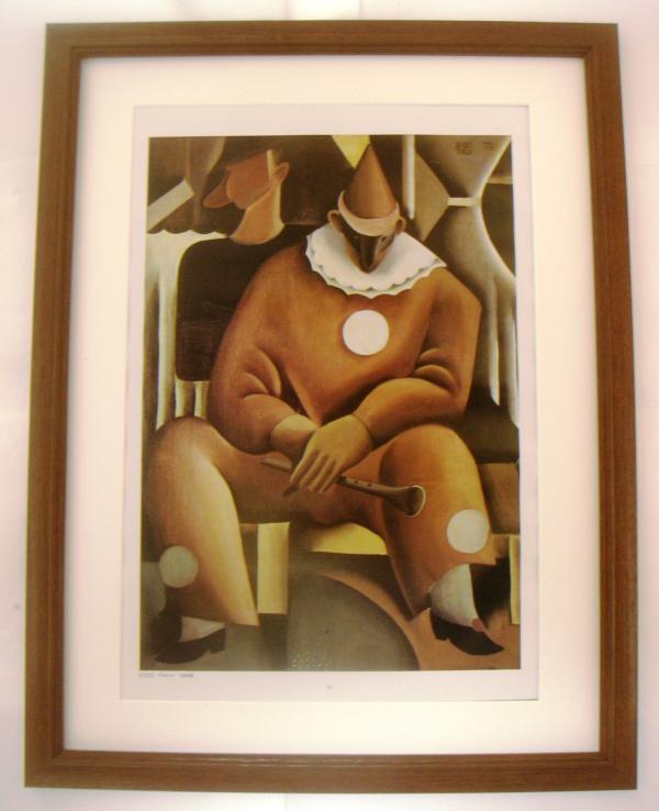 ◆Togo Seiji Pierrot offset reproduction, wooden frame, immediate purchase◆m, Painting, Oil painting, Portraits