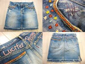  masterpiece genuine article HYSTERIC GLAMOUR Hysteric Glamour HG HYS flower embroidery Denim skirt XS