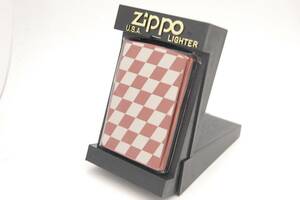 ☆新品☆　Zippo　ジッポー　チェック柄　市松模様　両面加工　赤　ライター