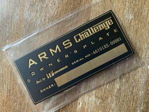 Megabass ARMS Challenge A6101XS OWNER'S PLATE NO.00001 I.T.O ENGINEERING アームズチャレンジ オーナーズプレート オールド 希少 限定