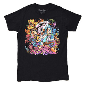 【Mサイズ】 カートゥーンネットワーク リックアンドモーティ キャラクター Tシャツ メンズM ブラック Rick and Morty 海外アニメ BA3585