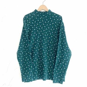 Eddie Bauer グリーン 小花柄 ハイネック 長袖Tシャツ カットソー