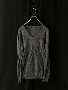 ◆BURBERRY BLACK LABEL バーバリー ブラックレーベル 立体チェック編み　綿ニット Vネックセーター サイズ3