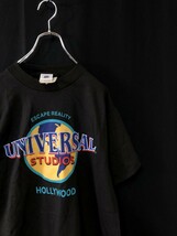 USA製 デット 90sヴィンテージ★UNIVERSAL STUDIOS HOLLYWOOD ユニバーサルスタジオ ハリウッド Tシャツ M　ブラック_画像3