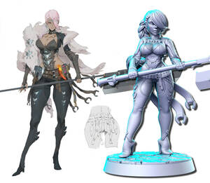 RN Estudio Rne-neo201 1a Kinapoa (neo-amazon guard) 3Dプリント D＆D メタルミニチュア メタルフィギュア TRPG スターグレイブ