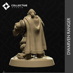Collective Studio cs-220604 Dwarven Ranger 3Dプリント D＆D メタルミニチュア メタルフィギュア TRPG ウォーハンマーの画像3