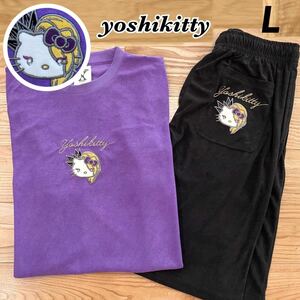 希少【L】yoshikitty 半袖 Tシャツ&ハーフパンツ メンズ●レディース パジャマ X JAPAN YOSHIKI キティ ハローキティ コラボ アロハシャツ