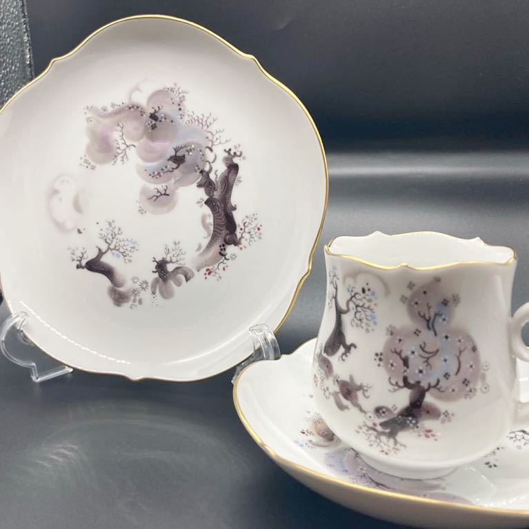 桜瑪瑙 ⑥マイセン (Meissen) アーモンドの木 平皿 プレート 金彩