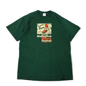 [L] 90s Forrest Plump パロディー プリント Tシャツ USA製 Jerzees 緑 フォレストガンプ ソーセージ wurst ビンテージ vintage 95'