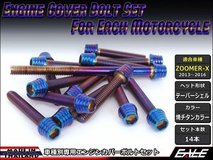 ZOOMER-X用 エンジンカバー ボルト14本セット ステンレス製キャップボルト使用 テーパーシェルヘッド 焼チタンカラー TB6028