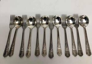 SALE★★おすすめ★★ NICKEL SILVER STAINLESS STEEL 6 pairs fork&knife nickel silver cutlery 6フォーク&6ナイフセット12本中古です。
