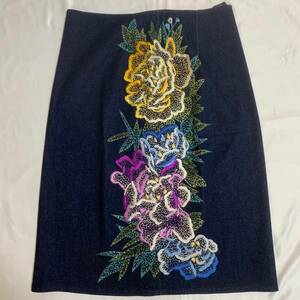 Vivienne tam ヴィヴィアンタム　花柄　刺繍　スカート　デニム生地　アーカイブ　archive skirt