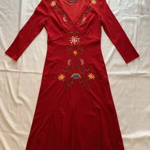 Vivienne tam ヴィヴィアンタム 赤 レッド メッシュ パワーネット 花柄 刺繍 ワンピース ドレス archive mesh dressの画像1