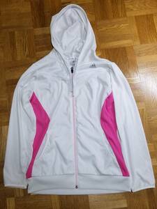 adidas Adidas lady's jersey with a hood . white & pink L size 