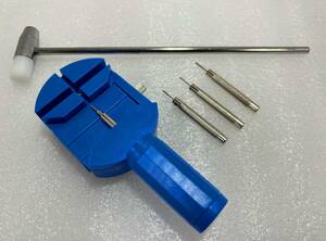 [ stock disposal goods 2][ clock belt adjustment tool set ][ clock band adjustment tool set ] [ Hammer + pin pulling out stick 3 pieces attaching + band fixation vessel ] clock tool wristwatch 