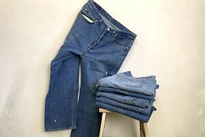  paint atmosphere series gdo style!!90s Vintage USA made Levis Levi's 501 all cotton Denim pants W38 indigo American Casual Street nr904