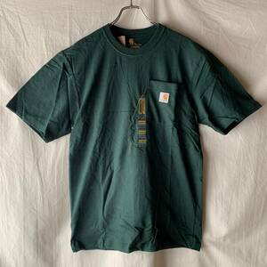 未使用 US規格 Carhartt カーハート ポケT ワンポイント Tシャツ HTG グリーン S 検 ヴィンテージ OLD 100%COTTON コットン １