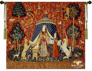 160cm 貴婦人と一角獣 コットン ジャガード タペストリー　ジャガード織り大判タペストリインテリア壁掛け西洋中世アートユニコーン 