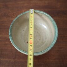 fj40533 抹茶碗 陶印 木箱/美智子銘 共布 直径約13cm 高さ約8cm 和骨董 茶道具 茶の湯_画像6
