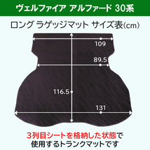 ヴェルファイア 30系 アルファード AGH30W GGH30W AYH30W【 フロアマット ＋ ラゲッジ L 付き 】 DX 自動車パーツ カーマット_画像10