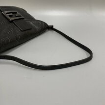 1円 極 美品 保存袋付き FENDI フェンディ マンマバケット FF 金具 レザー 花柄 セミ ショルダーバッグ ミニ ハンドバッグ ブラック 01499_画像6