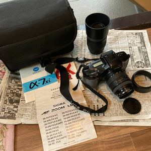 【ジャンク】　SIGMA シグマ　MINOLTA a-7xi カメラ　フィルム　一眼レフ　バッグ付き　ミノルタカメラ　昭和レトロ　ヴィンテージ　機器