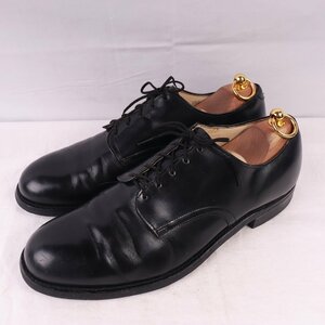 70's service shoes 9 1/2 R black the US armed forces US navy HANOVER is no- bar 70 period Vintage men's used ds3431