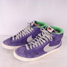 BLAZER MID PRM VNTG 26.5cm/NIKE ブレザー ミッド プレミアム ヴィンテージ ナイキ 古着 中古 紫 黄緑 白 メンズ スニーカー xx7379_画像1