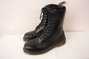 ドクターマーチン UK6/24.5cm-25.0cm/10ホール 黒 ブラック ブーツ レディース レザー dr.martens 中古 古着 Tポイント dh3019