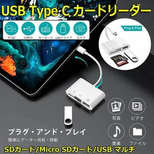 即納 USB Type C SDカードリーダー ポータブル USB C カメラ sdカード リーダー Mac Book Pro 等USB-Cデバイス 対応 3in1 SDカードライター