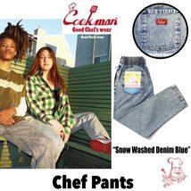 送料0 【COOKMAN】クックマン Chef Pants シェフパンツ Snow Washed Denim Blue 231-23838 -XL 男女兼用 ウォッシュドデニム ブルー LA発_画像1