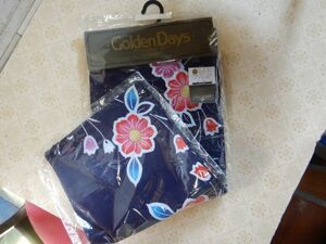  yukata ... navy blue 163 496 flower 165CM living about. person for unused Gold days