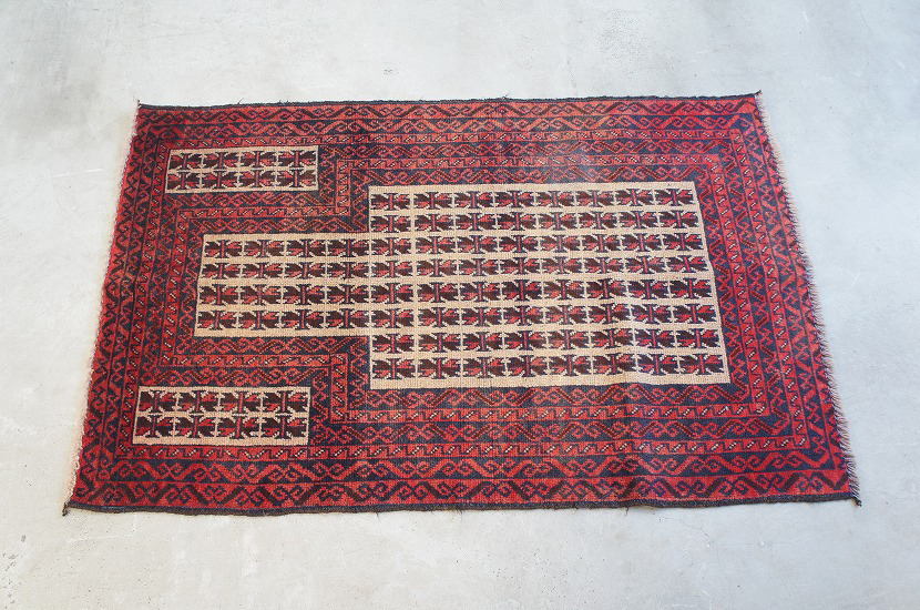 Baluchi Tribal Rug 130cm x 82cm/M-4/Handwoven Carpet/Handmade/Vintage Rug/Old Rug/Old Kilim/Gul/Tribe/Entrance, carpet, Rugs, mat, Rugs, Rugs in general