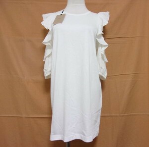  new goods *N°21*nmero Vent u-no* Italy made * frill long T-shirt * shoulder soup cut and sewn *44* white 