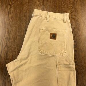 【EC282】USA製 Carhartt W42 L30 大きいサイズ ビッグサイズ ペインターパンツ ワークパンツ ベージュ ブランド古着 カーハート 送料無料