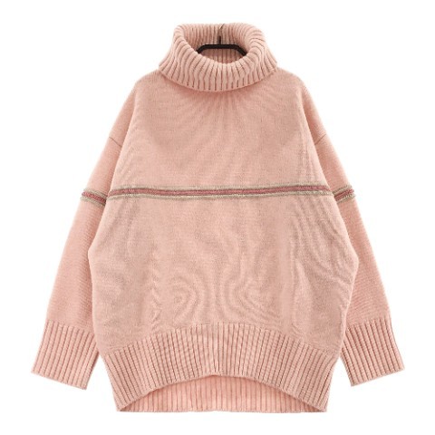 美品 プラダ ウール 長袖 ニット セーター ロゴ フロッキー XL