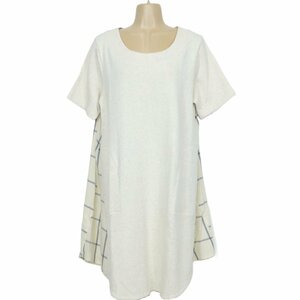 [ new goods!] As Know As as know as de base* adult pretty check switch! tunic One-piece large size 13 spring autumn . light cream series z1522