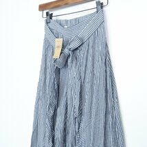 【新品タグ付き・定価5990円】American Eagle Outfitters ★巻きスカート風パンツ サイズUS XS ブルーグレー×白系 z1422_画像2