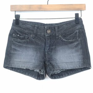 EGOIST Egoist * super Mini black Denim low waist hot pants size 25 black group *b7230