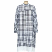 【美品】 as know as de base★爽やかリネン！大人可愛いチェック柄 シャツ ワンピース 春夏 大きいサイズ olaca グレー系 羽織にも z1665_画像6