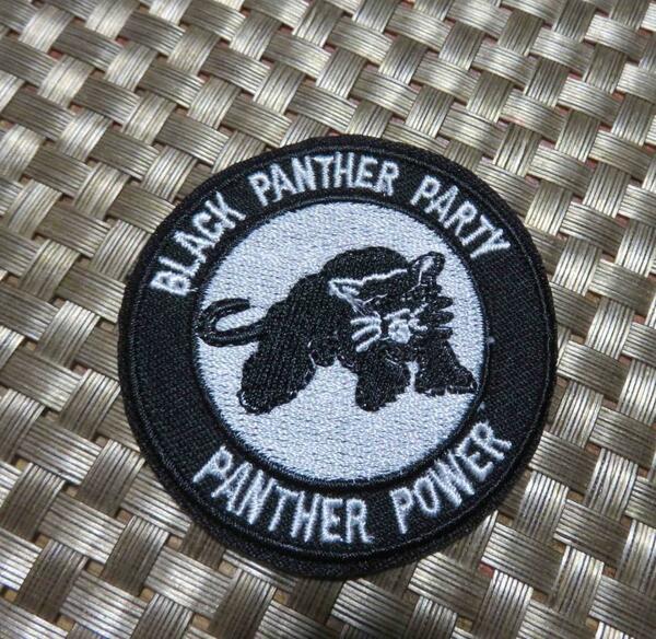 小型■黒白BPP円型◆新品ブラックパンサー党 Black Panther Party　黒豹党　1960年後半～1970年代　アメリカ　黒人解放闘争　刺繍ワッペン