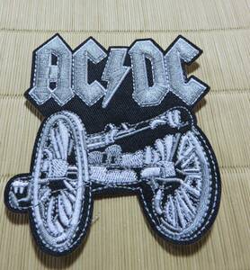 黒銀■台車 大砲 前車◆新品AC/DC オーストラリア ヘビーメタルバンド 　キャノン砲撃　刺繍ワッペン■ミュージック 音楽 楽器 仲間 ◇激渋