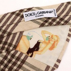 ドルチェ&ガッバーナ チェック柄 高級 シルク イタリア ブランド ネクタイ メンズ ブラウン Dolce&Gabbana ドルガバの画像3