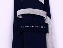 トミーヒルフィガー マルチストライプ柄 高級 シルク ブランド ネクタイ メンズ 緑青グレー 良品 TOMMY HILFIGER_画像3